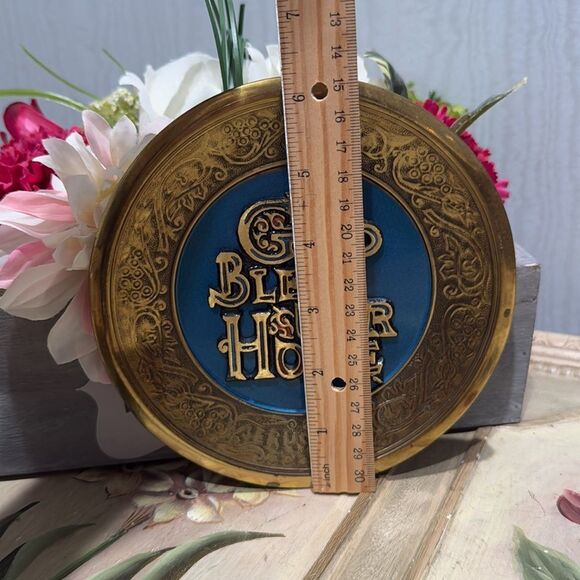 Vintage Brass God Bless Our Home Jerusalem Wall Hanging - Picture 11 of 13